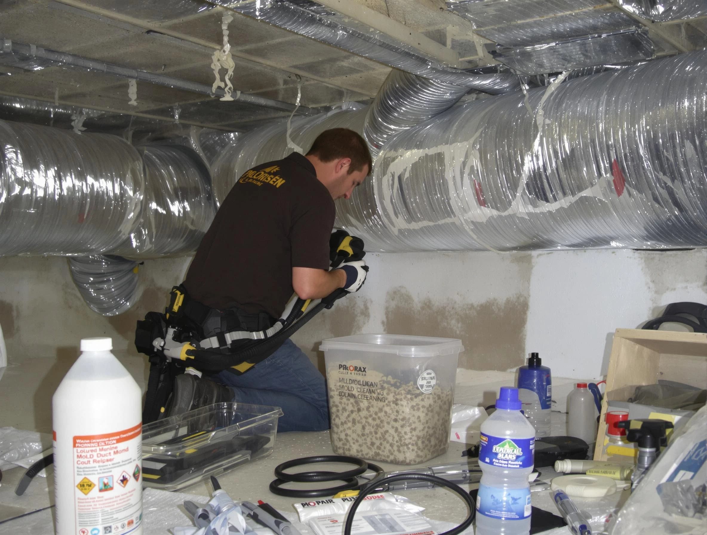 Richland Air Duct Cleaning specialist performing professional mold removal from air ducts in Richland