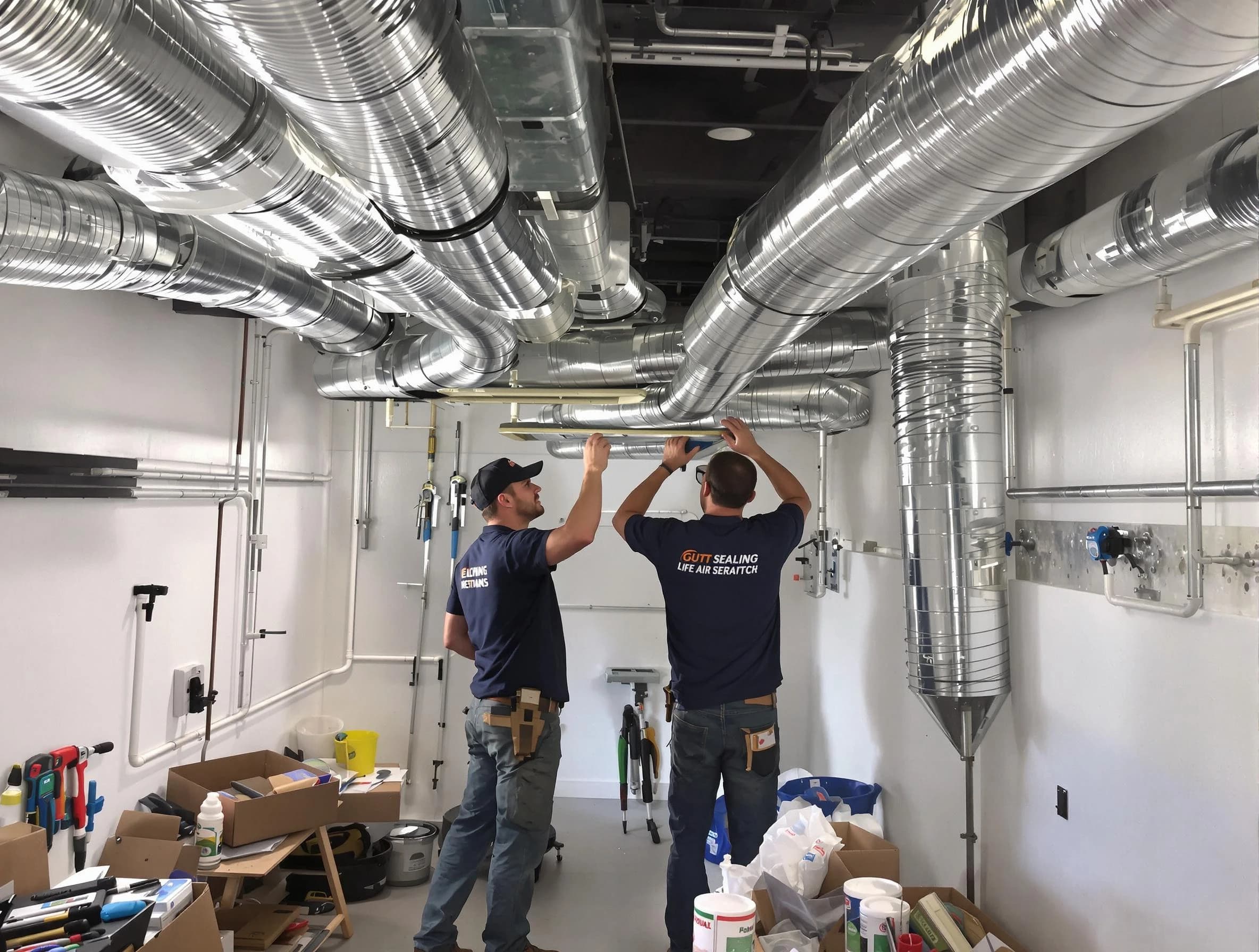 Richland Air Duct Cleaning technician applying professional duct sealing solutions in Richland
