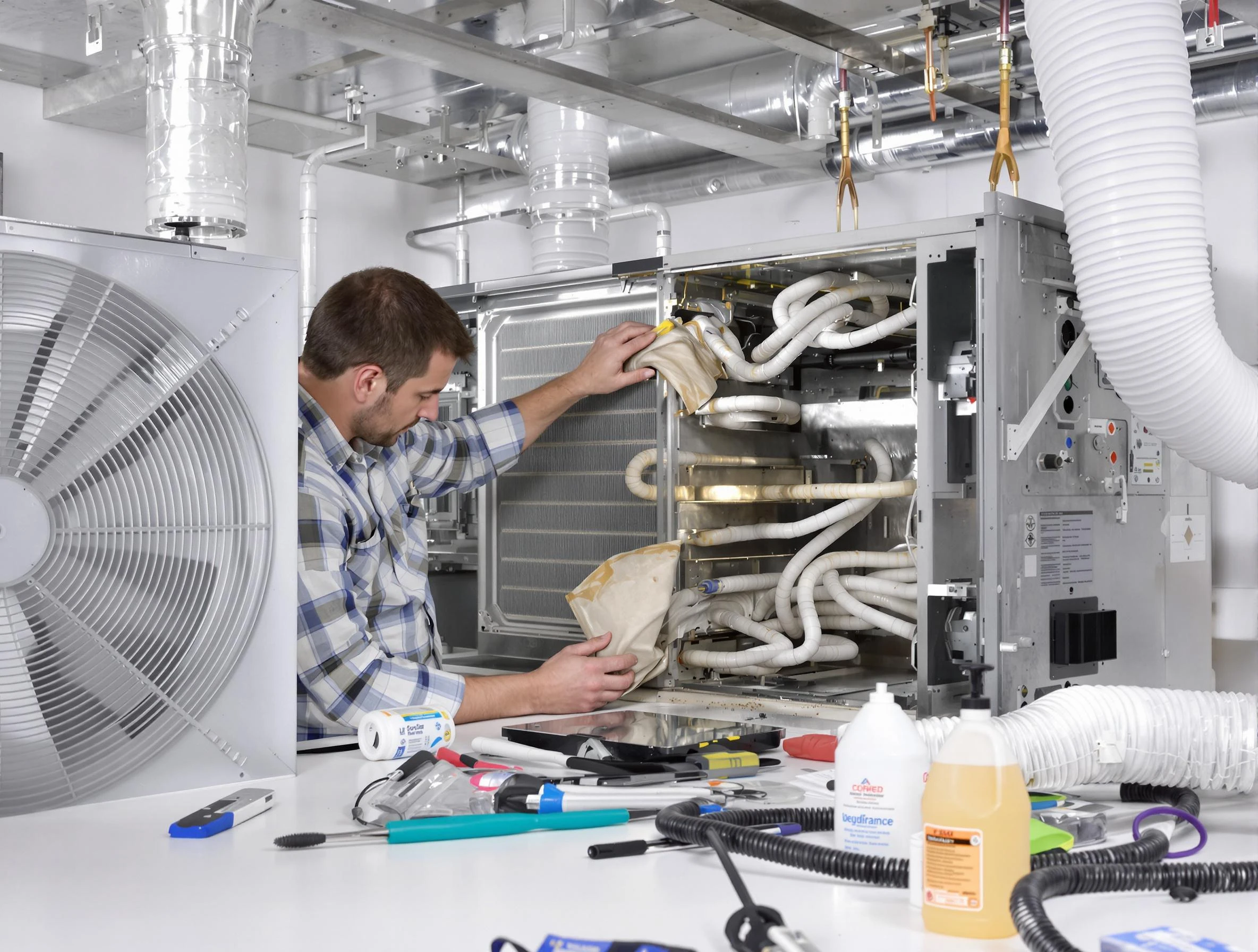 Richland Air Duct Cleaning specialist performing precision AC coil cleaning in Richland