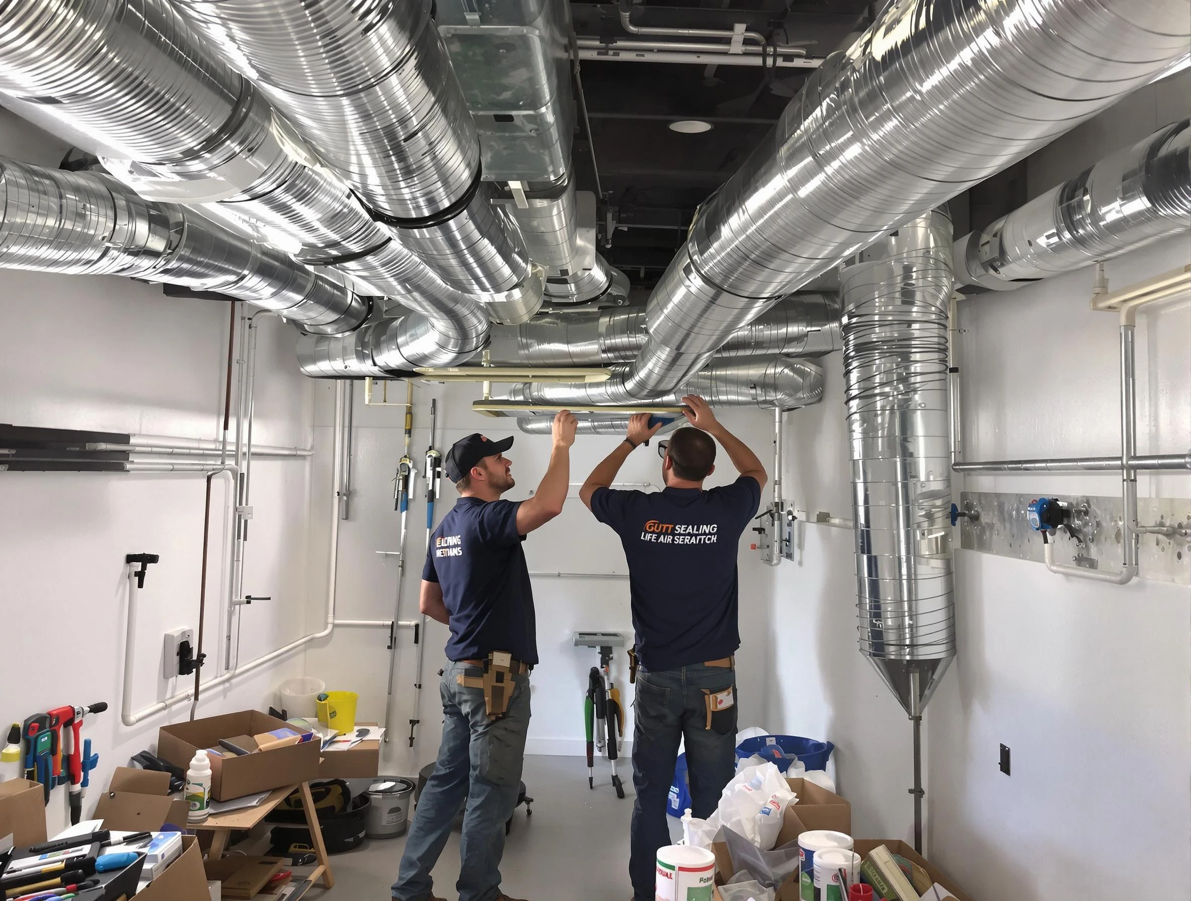Richland Air Duct Cleaning technician applying professional duct sealing solutions in Richland