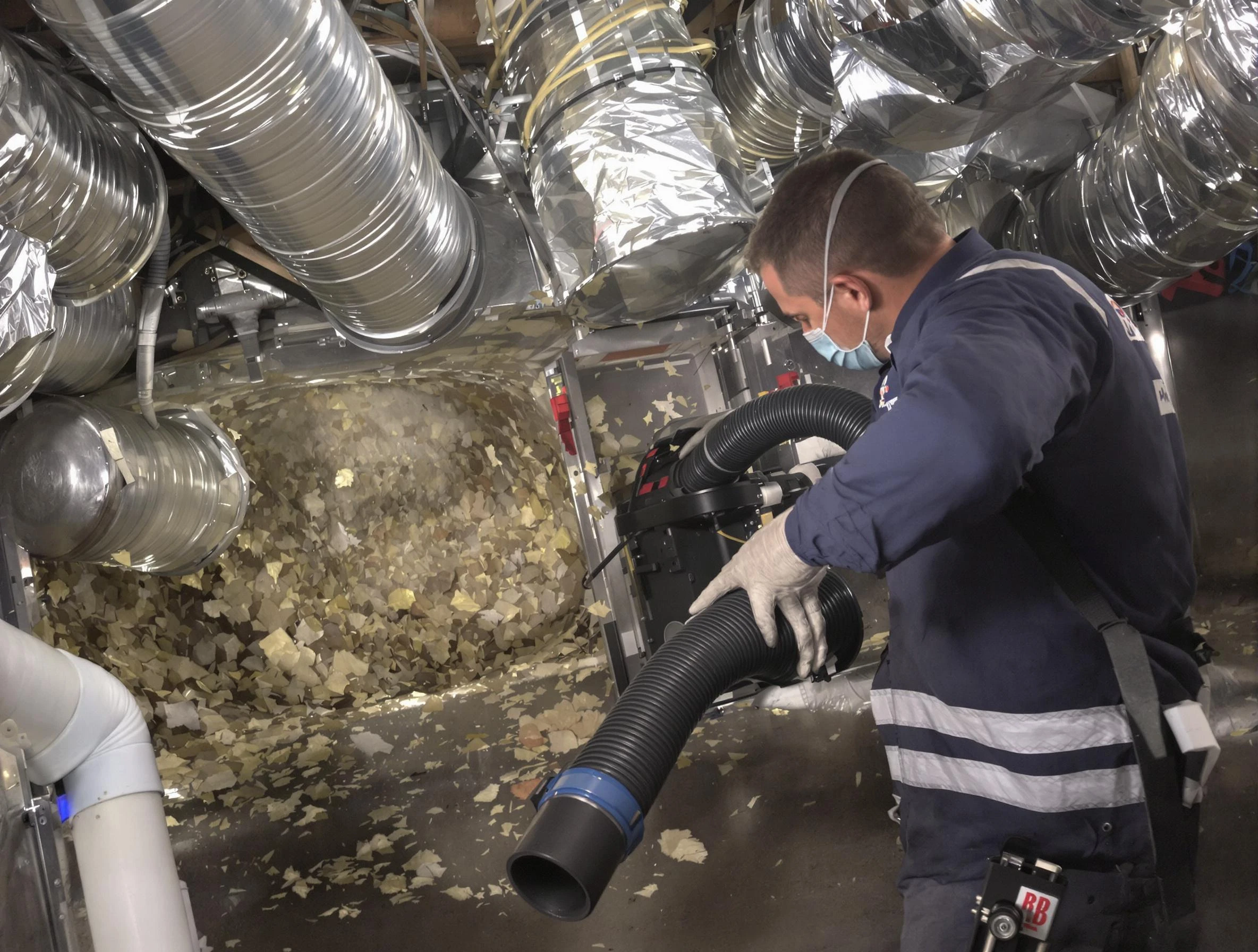Richland Air Duct Cleaning specialist operating negative pressure cleaning equipment for thorough duct maintenance in Richland